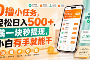0撸小任务，轻松日入500+，满一块秒提现，小白有手就能干【揭秘】