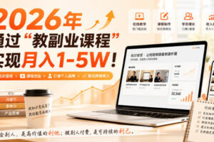 2026年通过“教副业课程”实现月入1-5W！毫无保留的全部教给你，长期稳定【揭秘】