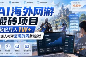 （20206期）AI海外网游搬砖项目，矩阵可日入1000+，普通人利用空闲时间就能做！