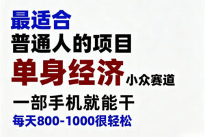 身经济小众赛道，一部手机就能干，每天搞个800-1000很轻松，最适合普通人的项目【揭秘】