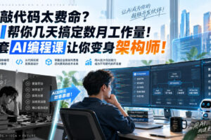 手敲代码太费命？AI帮你几天搞定数月工作量！这套AI编程课让你变身架构师！【原创双语字幕】