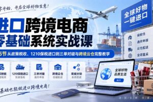 （20287期）进口跨境电商零基础系统实战课：45节从政策税收、1210保税进口到三单对碰与跨境云仓完整教学