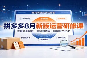 拼多多8月新版运营研修课：流量分配解析，高利润选品，链接投产优化