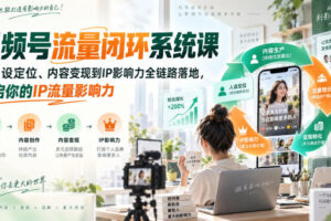 视频号流量闭环系统课，从人设定位、内容变现到IP影响力全链路落地，开启你的IP流量影响力