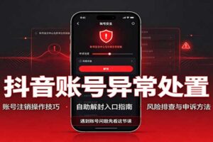 抖音账号异常处置，账号注销操作技巧，自助解封入口