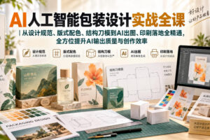 AI人工智能包装设计实战全课｜从设计规范、版式配色、结构刀模到AI出图、印刷落地全精通