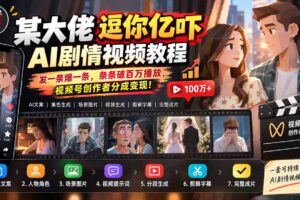 （20389期）某大佬逗你亿吓AI低模剧情视频制作教程：发一条爆一条，条条破百万播放，利用视频号创作者分成变现!