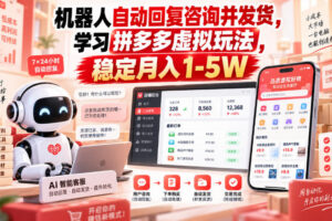 机器人自动回复咨询并发货，学习拼多多虚拟玩法，稳定月入1-5W【揭秘】