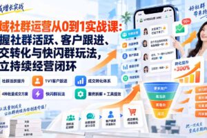 （20428期）私域社群运营从0到1实战课：掌握社群活跃、客户跟进、成交转化与快闪群玩法，建立持续经营闭环
