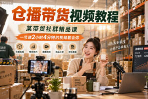 仓播带货视频教程，某带货社群精品课，一节课2小时4分钟的视频教会你