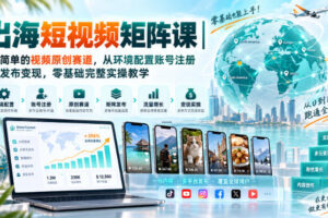出海短视频矩阵课｜超简单的视频原创赛道，从环境配置账号注册到发布变现，零基础完整实操教学