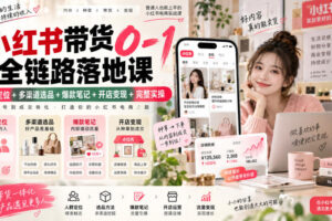 小红书带货0-1全链路落地课｜人群定位+多渠道选品+爆款笔记+开店变现完整实操