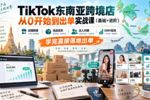 TikTok东南亚跨境店从0开始到出单实战课（基础+进阶），店铺搭建、选品发货、达人对接、GMV投流，学完直接落地出单