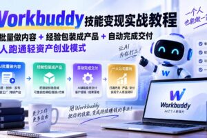 （20492期）Workbuddy技能变现实战教程：AI批量做内容+经验包装成产品+自动完成交付，一人跑通轻资产创业模式