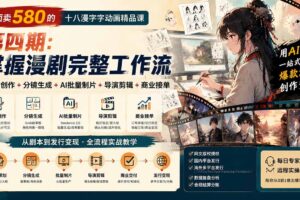 （20500期）外面卖580的十八漫字字动画精品课-第四期-更新：剧本创作+分镜生成+AI批量制片+导演剪辑+商业接单，漫剧完整工作流