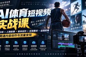 （20515期）AI体育短视频赛道顶级玩法｜赛道分析+人物故事+剧本创作+版权处理+运镜剪辑，跑通流量变现-日赚1K+