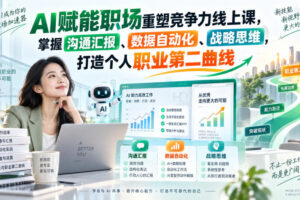 AI赋能职场重塑竞争力线上课，掌握沟通汇报、数据自动化、战略思维，打造个人职业第二曲线