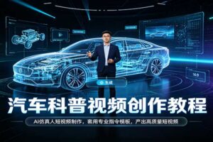 汽车科普视频创作教程：AI仿真人短视频制作，套用专业指令模板，产出高质量短视频