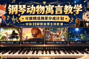 钢琴动物寓言教学，可做精选独家分成计划，对标35W粉丝博主同款课