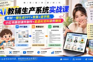 （20583期）AI教辅生产系统实战课-更新0922｜教材一键生成PPT+教案+逐字稿，小红书原创课件制作+卖虚拟资料课件赚钱
