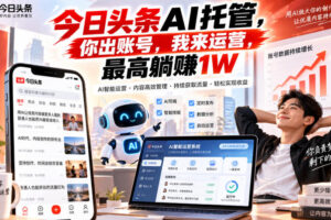 今日头条AI托管，你出账号，我来运营，最高躺賺1W【揭秘】