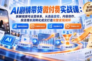 （20611期）AI剧情带货微付费实战课：拆解视频号运营体系，从选品定位、内容创作、投流增长到转化成交打造完整变现闭环