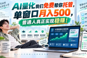 AI量化副业天花板，单窗口月入500，普通人真正实现稳赚！