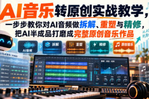 AI音乐转原创实战教学，一步步教你对AI音频做拆解、重塑与精修，把AI半成品打磨成完整原创音乐作品