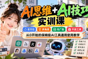 AI思维+AI技巧实训课，全方位、多角度、无广告、不卖工具，从0开始的保姆级AI工具通用使用教学