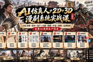 （20685期）AI仿真人+2D+3D漫剧系统实战课：小说/创意→剧本→资产→分镜→视频→声音→剪辑→运营接单，完整AI漫剧生产体系