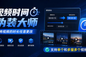 视频时间伪装大师，将视频的时长任意更改，支持单个和多量多个视频