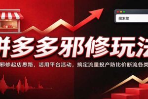 拼多多邪修玩法：掌握邪修起店思路，活用平台活动，搞定流量投产防比价断流各类难题
