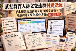 （20668期）某社群百人拆文交流群付费资源-更新0926：千本爆款短篇拆解+每日拆文案例+网感训练+原创写作方法