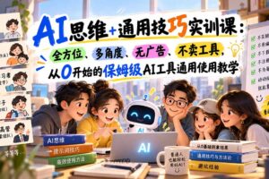 （20680期）【无水印】AI思维+通用技巧实训课：全方位、多角度、无广告、不卖工具，从0开始的保姆级AI工具通用使用教学