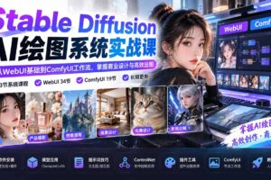 （20678期）【无水印】Stable Diffusion AI绘图系统实战课：从WebUI基础到ComfyUI工作流，掌握商业设计与高效出图