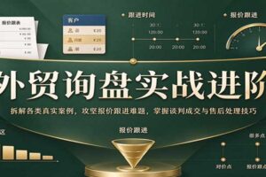 外贸询盘实战进阶：拆解各类真实案例，攻克报价跟进难题，掌握谈判成交与售后处理技巧