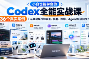 小白也能学会的Codex全能实战课｜36个真实案例，从基础操作到网页、电商、视频、Agent与项目交付
