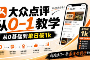 大众点评分成从0-1教学，从0基础到单日破1k，我跑出了一条最适合新手的路