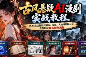 （20798期）古风悬疑AI漫剧实战教程：从AI底层使用到剧本、分镜、人物场景提示词，完整拆解异志创作流程