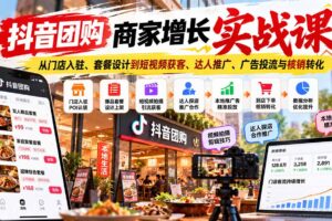 （20813期）抖音团购商家增长实战课：从门店入驻、套餐设计到短视频获客、达人推广、广告投流与核销转化