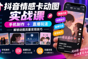 抖音情感卡动图实战课｜手机制作+直播玩法，解锁动图流量变现技巧