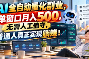 （20826期）AI全自动量化副业，单窗口月入500，无需人工值守，普通人真正实现躺賺！