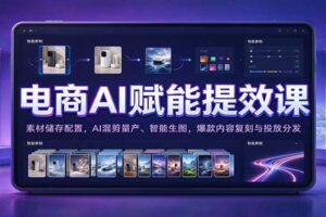 电商AI赋能提效课：素材储存配置，AI混剪量产、智能生图，爆款内容复刻与投放分发