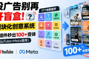投广告别再开盲盒！模块化创意系统，17组件秒出100+变体（YouTube+Meta通用）【原创双语字幕】