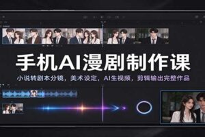 手机AI漫剧制作课：小说转剧本分镜，美术设定，AI生视频，剪辑输出完整作品