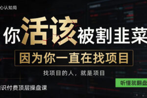 做项目不如卖项目，做知识付费自己当老板，知识付费顶层操盘课，听懂就翻盘【揭秘】