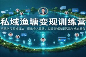 私域渔塘变现训练营：系统学习私域玩法，搭建个人品牌，实现私域流量沉淀与成交转化