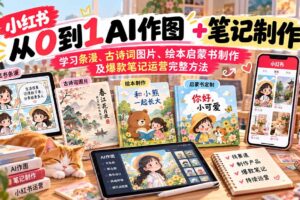 （20862期）2026小红书AI内容创作从0到1-更新1009：学习条漫、古诗词图片、绘本启蒙书制作及爆款笔记运营完整方法