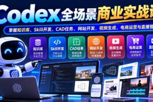 (20891期)【无水印】Codex全场景商业实战课-更新:掌握知识库、Skill开发、CAD任务、网站开发、视频生成、电商运营与直播管理