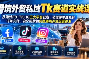 （20894期）跨境外贸私域Tk赛道实战课：从海外FB+TK+IG三大平台获客、私域聊单成交到订单交付、安全回款的完整跨境外贸运营体系